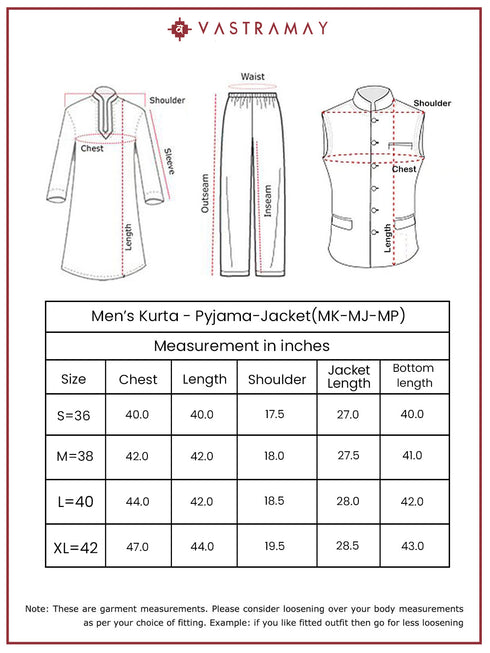 Men's Falsa Cotton Jacket Kurta And Pyjama Set